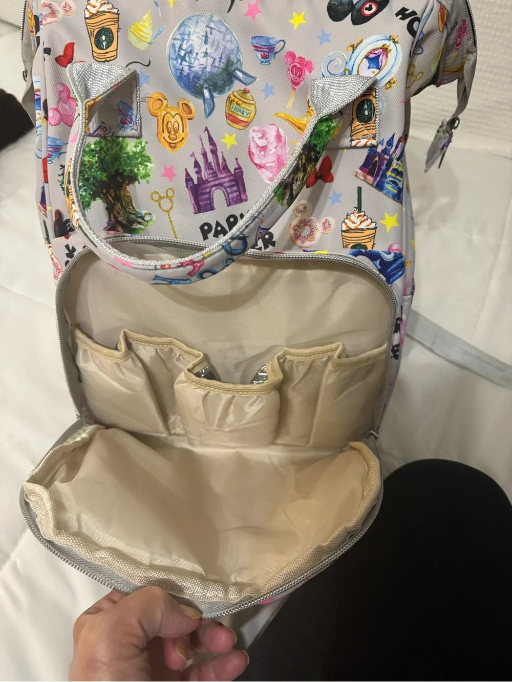 Kids Gray Theme Park Print Backpack/Diaper Bag